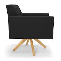 Kit 2 Poltronas Giratória Viena Gomada Suede Preto Base De Madeira Ma30 - D'rossi - 5