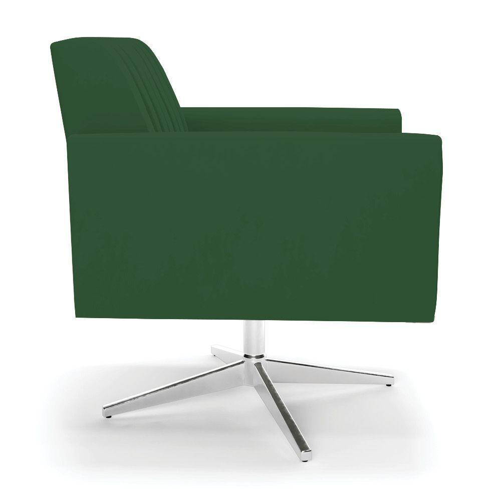 Kit 2 Poltronas Giratória Viena Gomada Veludo Verde Base Cromada - D'rossi - 5