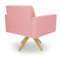Kit 2 Poltronas Giratória Viena Gomada Suede Base De Madeira Ma30 - D'rossi Cor Rose
