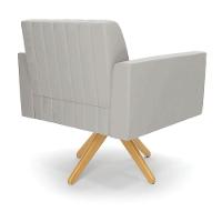 Kit 2 Poltronas Giratória Viena Gomada Veludo Cinza Base De Madeira Ma30 - D'rossi