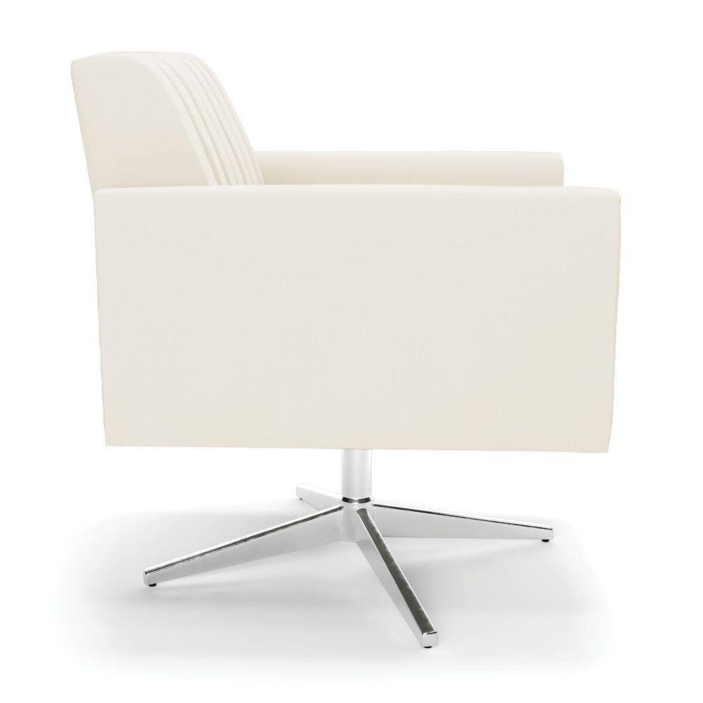 Kit 2 Poltronas Giratória Viena Gomada Veludo Base Cromada - D'rossi Cor Bege - 5