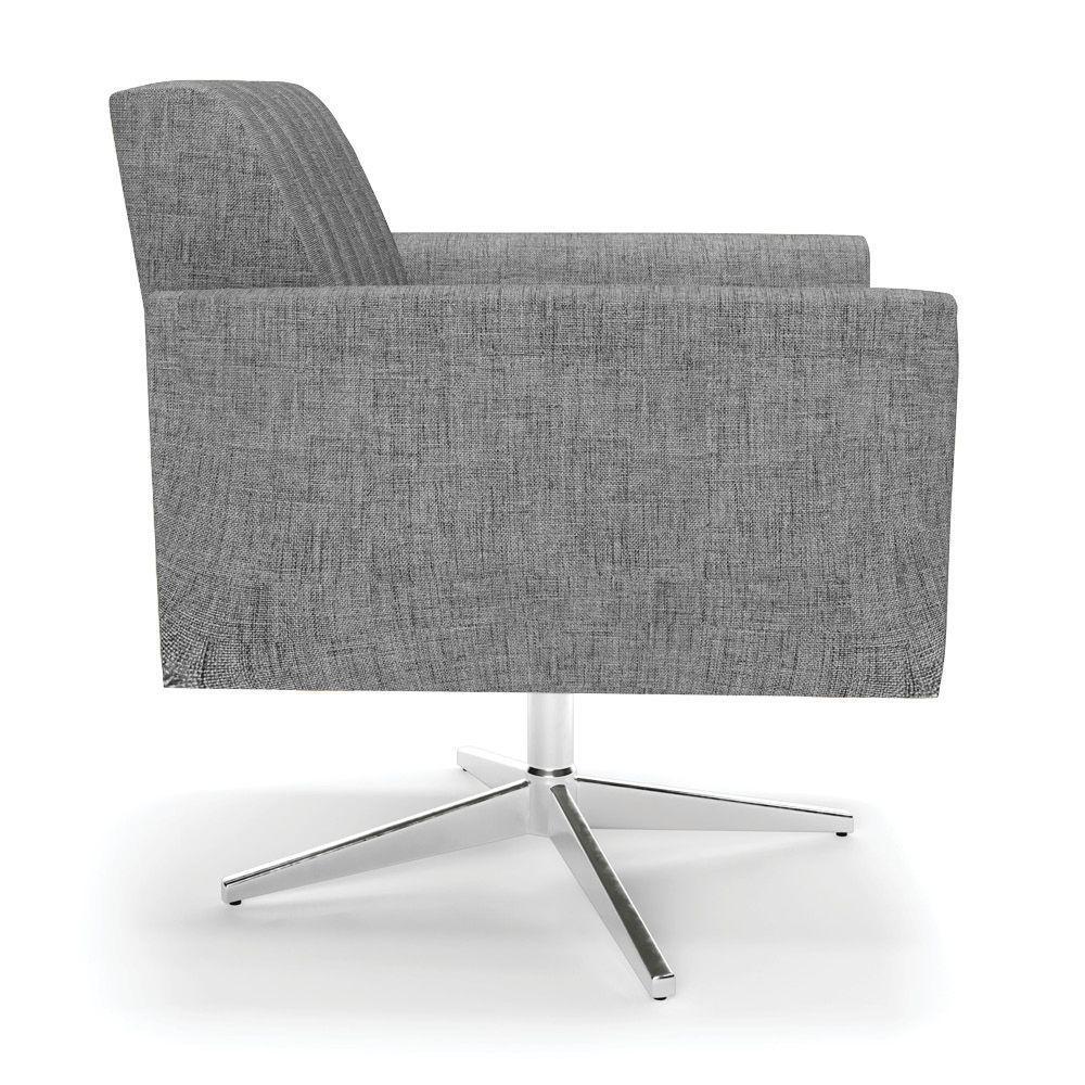 Kit 2 Poltronas Giratória Viena Gomada Linho Base Cromada - D'rossi Cor A26 Grafite - 5