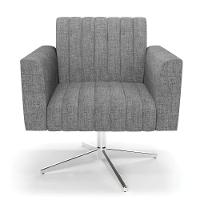 Kit 2 Poltronas Giratória Viena Gomada Linho Base Cromada - D'rossi Cor A26 Grafite - 6