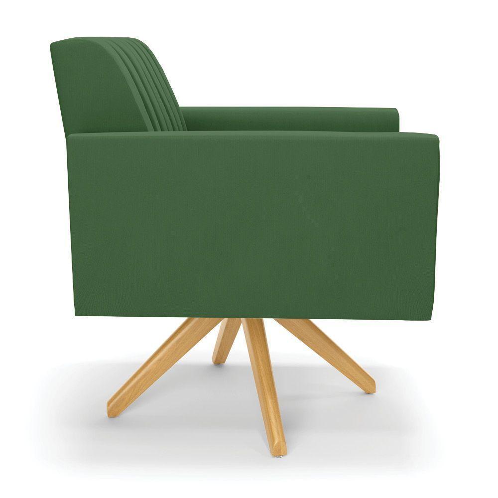 Kit 2 Poltronas Giratória Viena Gomada Suede Verde Base De Madeira Ma30 - D'rossi - 5