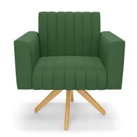 Kit 2 Poltronas Giratória Viena Gomada Suede Verde Base De Madeira Ma30 - D'rossi - 6