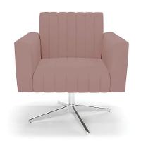 Kit 2 Poltronas Giratória Viena Gomada Veludo Base Cromada - D'rossi Cor Rose - 6