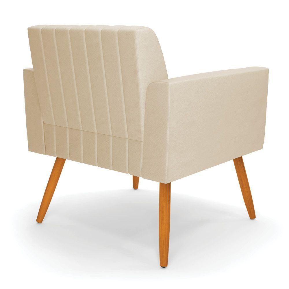 Kit 2 Poltronas Viena Gomada Corino Pés Palito Castanho - D'rossi Cor Bege - 4