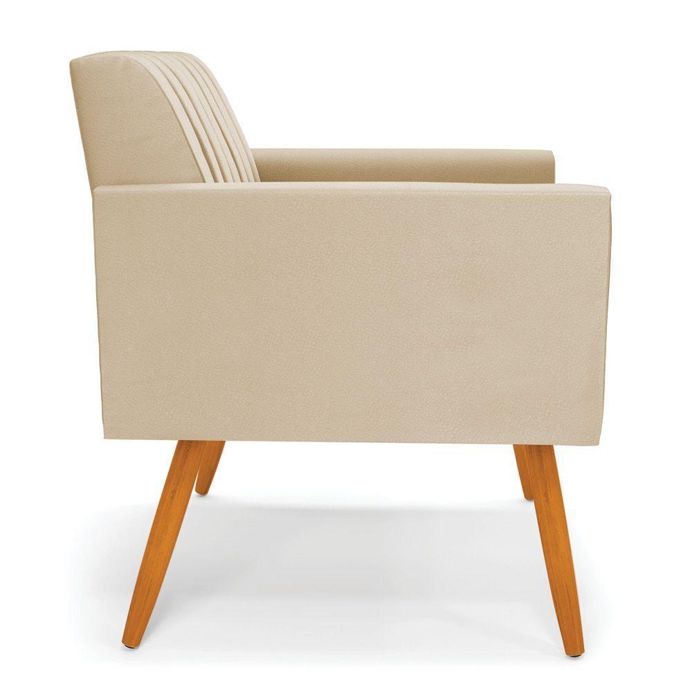 Kit 2 Poltronas Viena Gomada Corino Pés Palito Castanho - D'rossi Cor Bege - 5