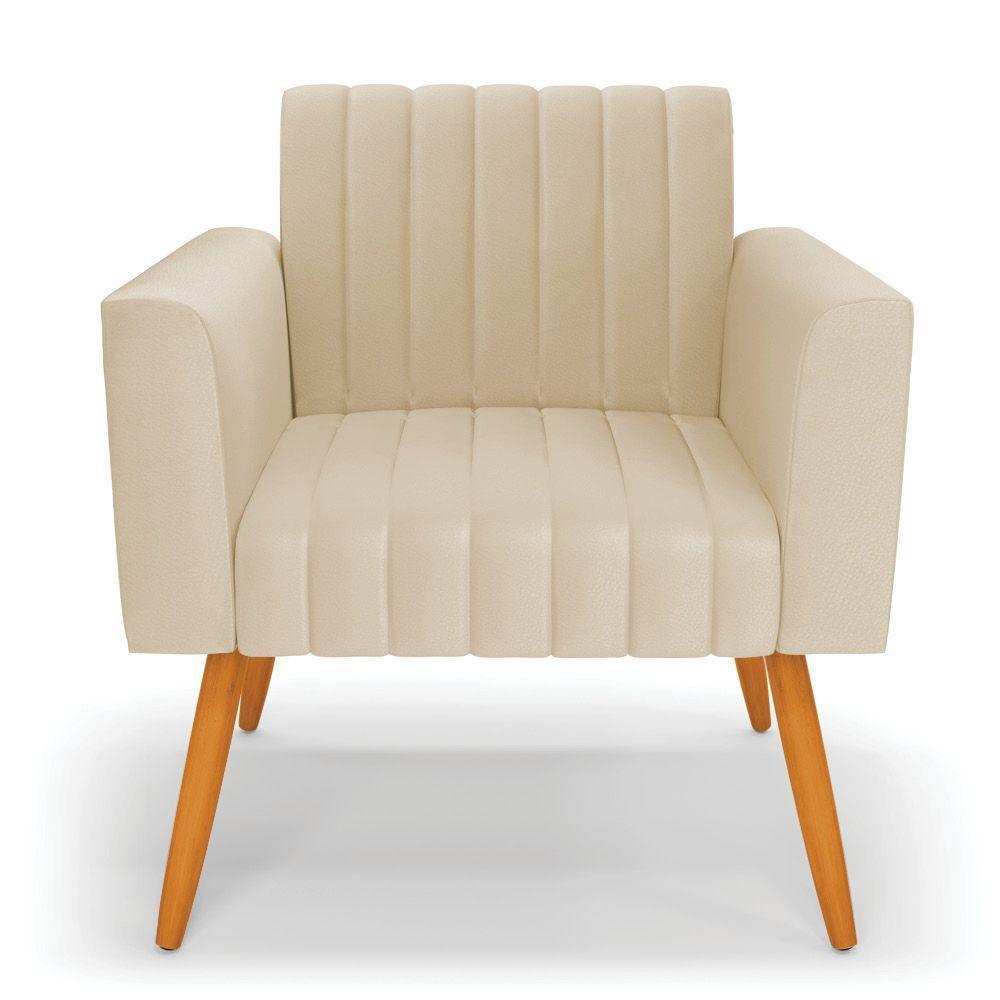 Kit 2 Poltronas Viena Gomada Corino Pés Palito Castanho - D'rossi Cor Bege - 6