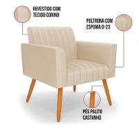 Kit 2 Poltronas Viena Gomada Corino Pés Palito Castanho - D'rossi Cor Bege - 3