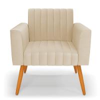 Kit 2 Poltronas Viena Gomada Corino Pés Palito Castanho - D'rossi Cor Bege - 6