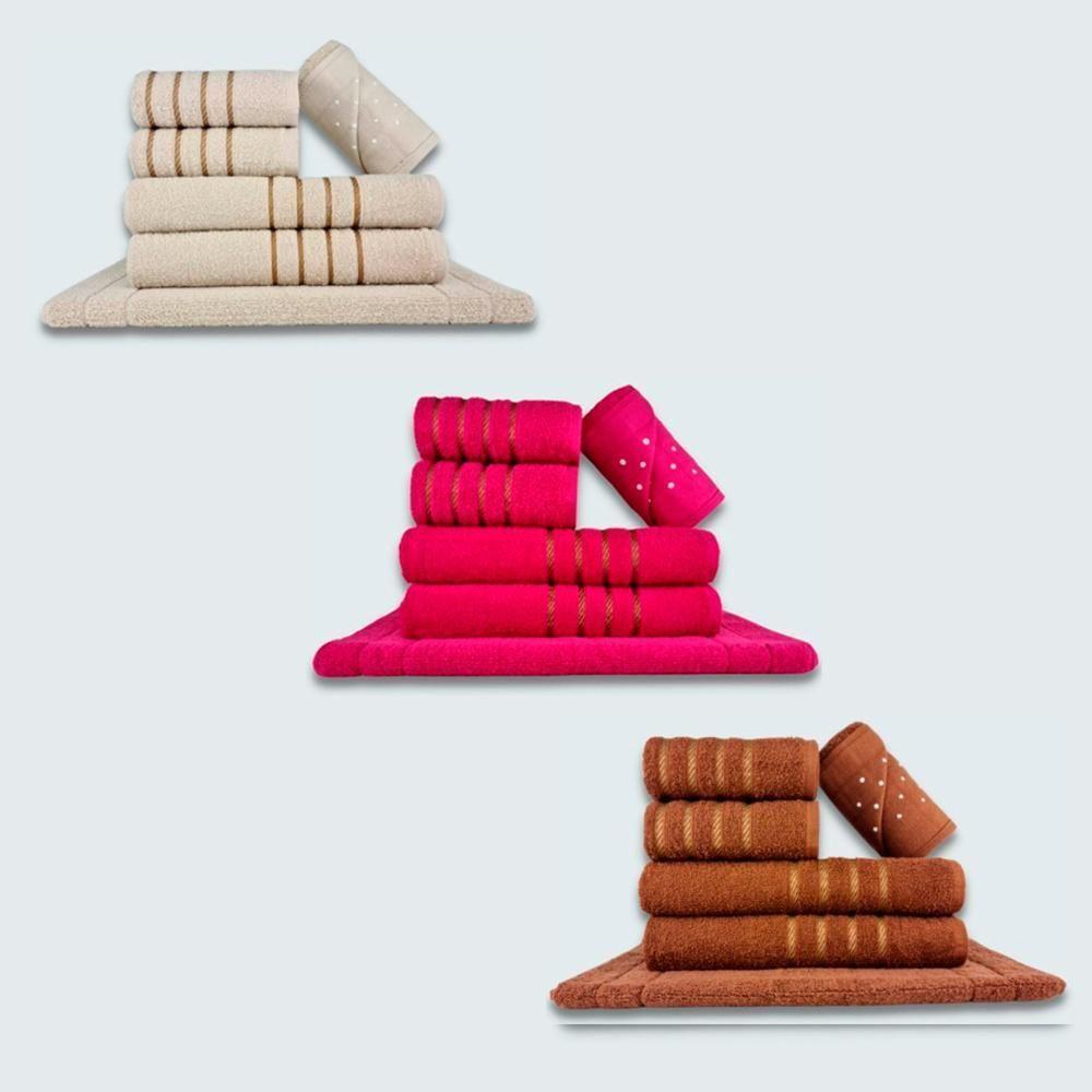 Jogo De Toalhas 18 Pçs Coleção Dubai 100% Algodão Bg+rs+mr - 1