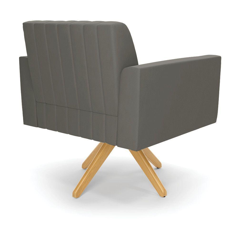 Kit 2 Poltronas Giratória Viena Gomada Suede Base De Madeira Ma30 - D'rossi Cor Grafite - 4