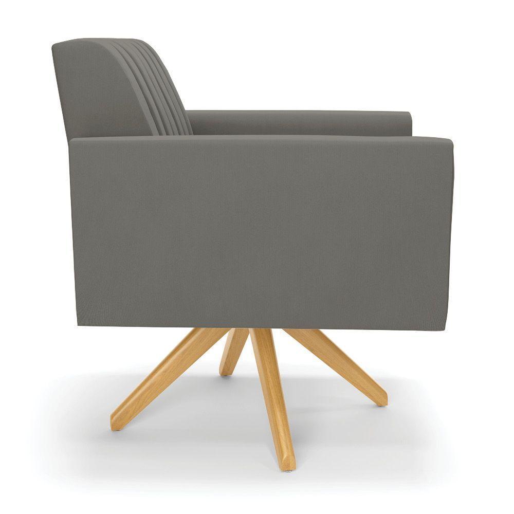 Kit 2 Poltronas Giratória Viena Gomada Suede Base De Madeira Ma30 - D'rossi Cor Grafite - 5