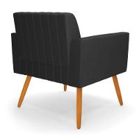 Kit 2 Poltronas Viena Gomada Corino Preto Pés Palito Castanho - D'rossi - 5