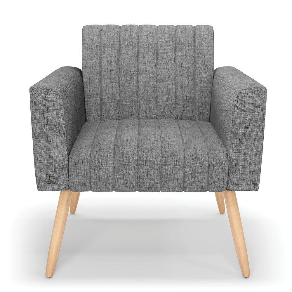 Kit 2 Poltronas Viena Gomada Linho Grafite A26 Pés Palito Natural - D'rossi - 7