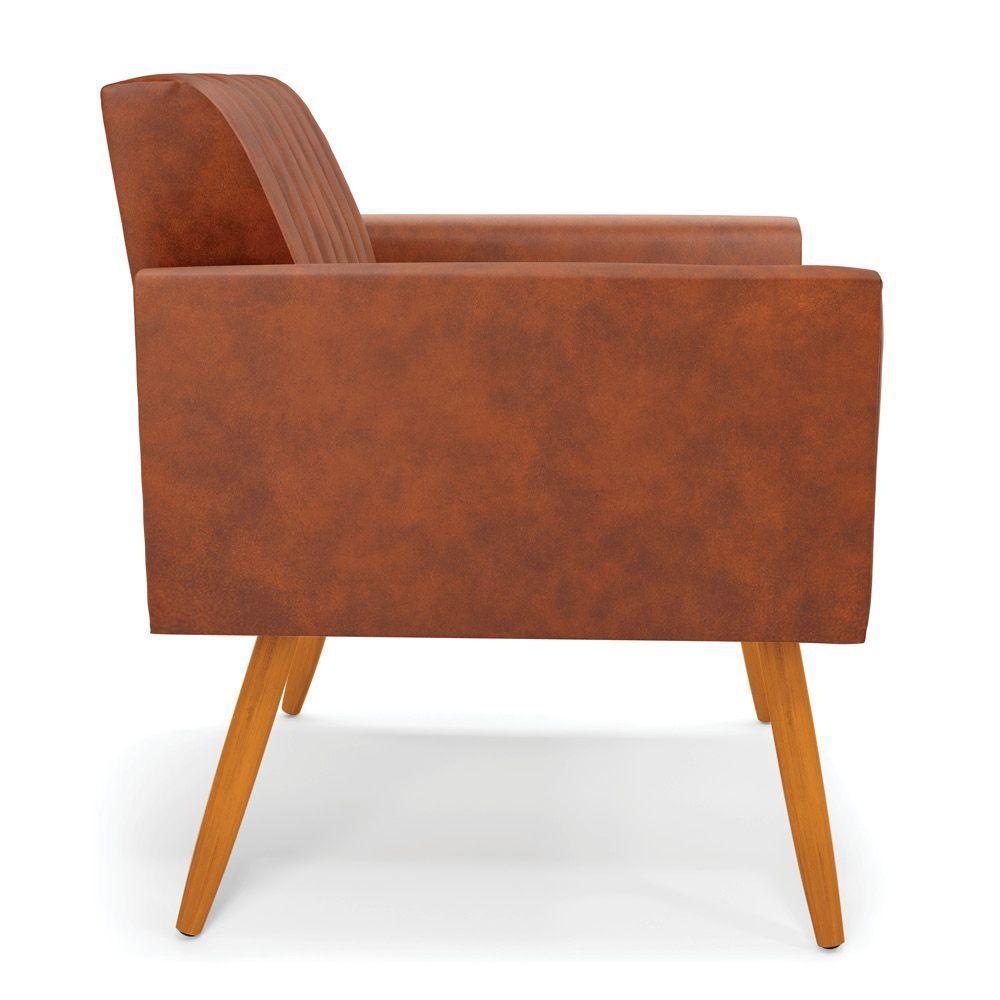 Kit 2 Poltronas Viena Gomada Corano Pés Palito Castanho - D'rossi Cor Nozes - 5