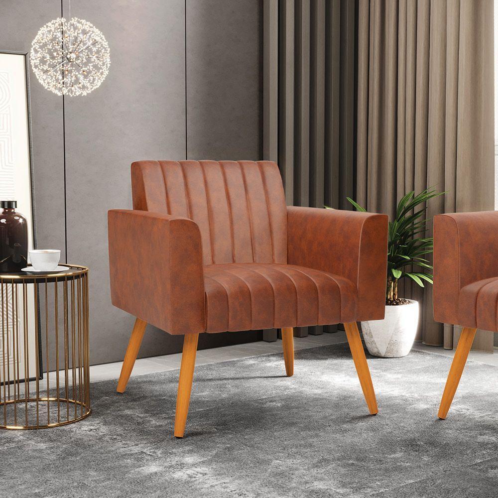 Kit 2 Poltronas Viena Gomada Corano Pés Palito Castanho - D'rossi Cor Nozes - 7