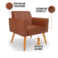 Kit 2 Poltronas Viena Gomada Corano Pés Palito Castanho - D'rossi Cor Nozes - 3