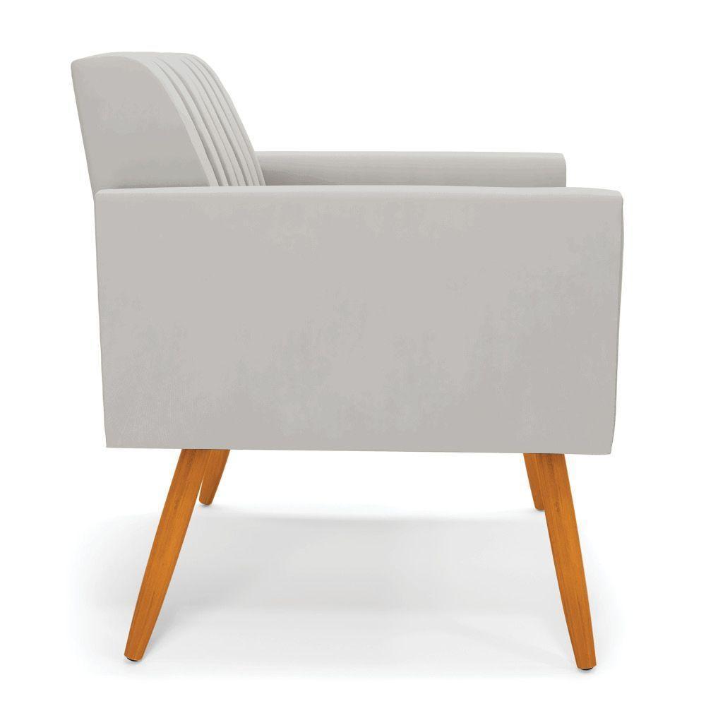 Kit 2 Poltronas Viena Gomada Veludo Pés Palito Castanho - D'rossi Cor Cinza - 5