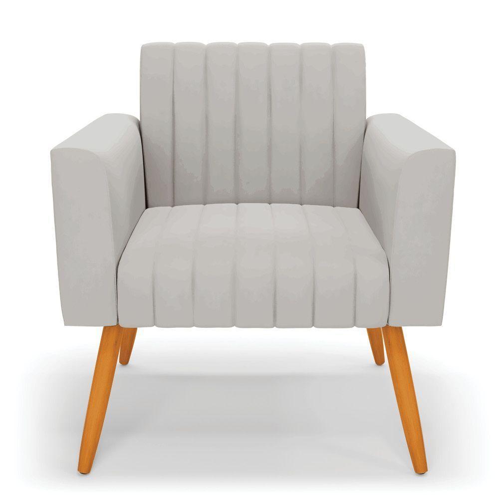 Kit 2 Poltronas Viena Gomada Veludo Pés Palito Castanho - D'rossi Cor Cinza - 6