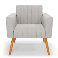 Kit 2 Poltronas Viena Gomada Veludo Pés Palito Castanho - D'rossi Cor Cinza - 6