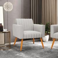 Kit 2 Poltronas Viena Gomada Veludo Pés Palito Castanho - D'rossi Cor Cinza - 7