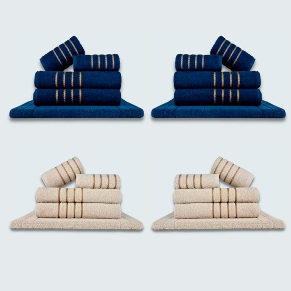 Jogo De Toalhas 20 Pçs Coleção Dubai 100% Algodão Az+bg - 1