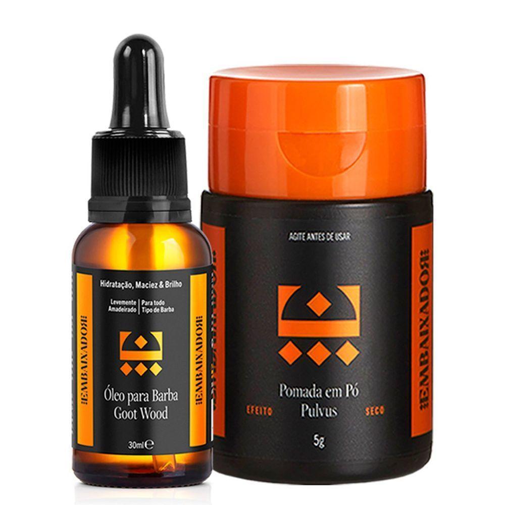 Kit 01 Óleo Barba Goot Wood + 01 Pomada Em Pó Pulvus Embaixador 30Ml - 1