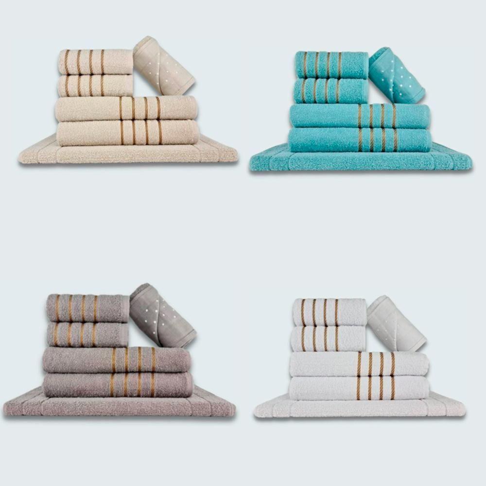 Jogo De Toalhas 24 Pçs Coleção Dubai 100% Algodão Bg+vd+cz+br - 1