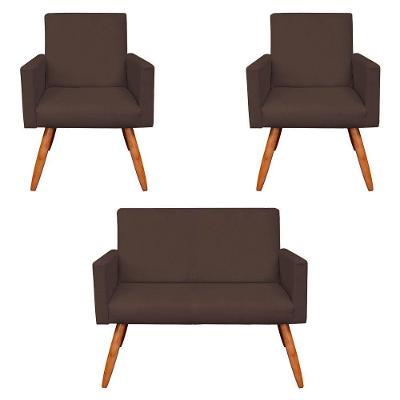 Kit 2 Poltronas/Namoradeira Veludo Marrom
