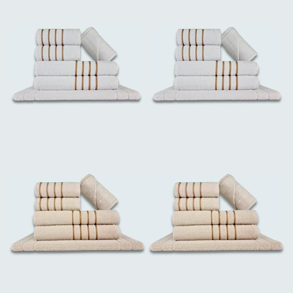 Jogo De Toalhas 24 Pçs Coleção Dubai 100% Algodão Br+bg - 1