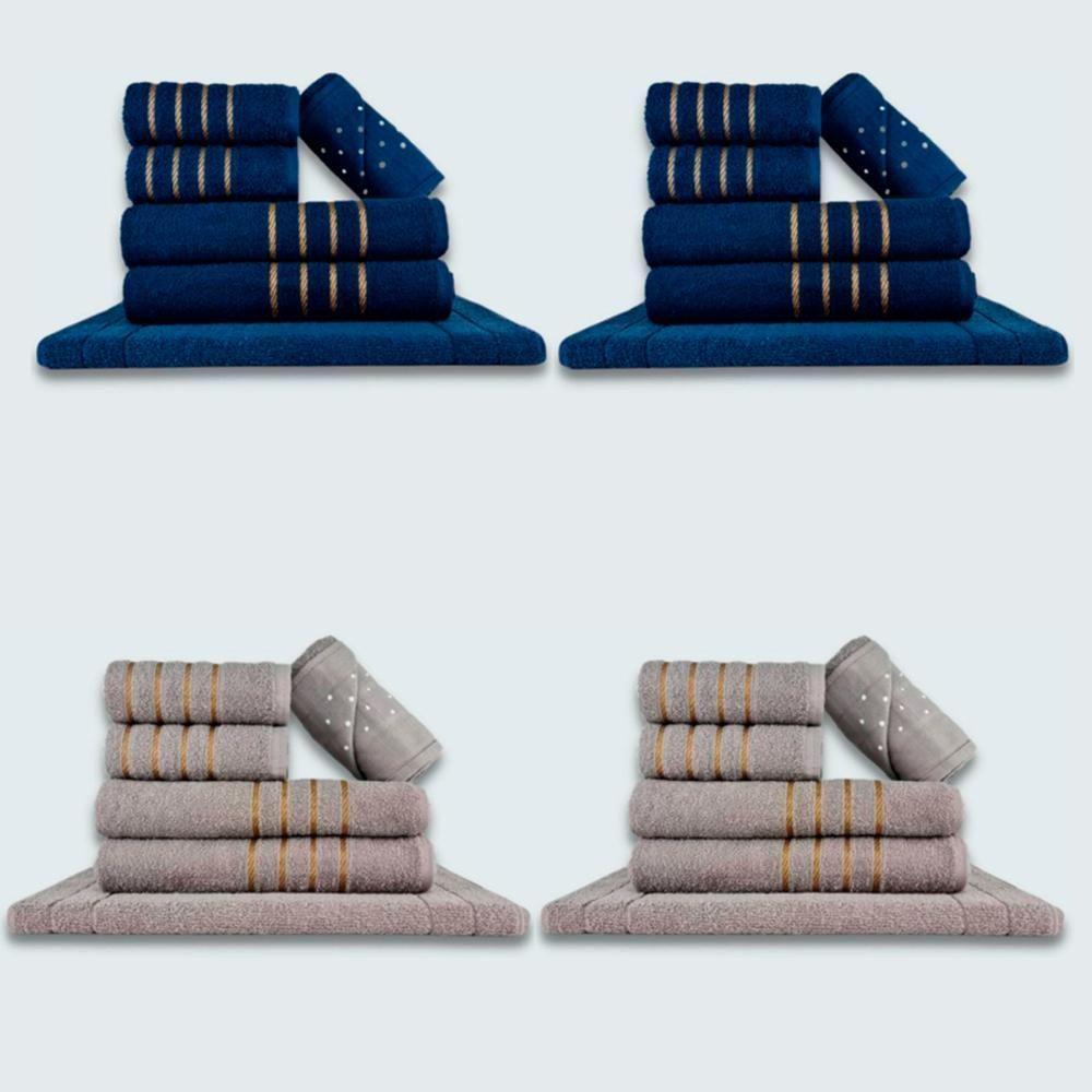 Jogo De Toalhas 24 Pçs Coleção Dubai 100% Algodão Az+cz - 1