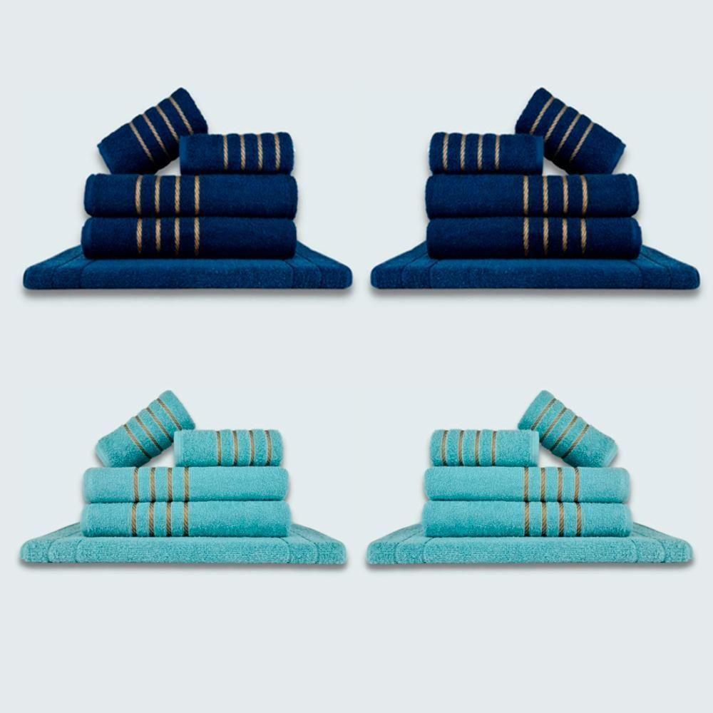 Jogo De Toalhas 20 Pçs Coleção Dubai 100% Algodão Az+vd - 1