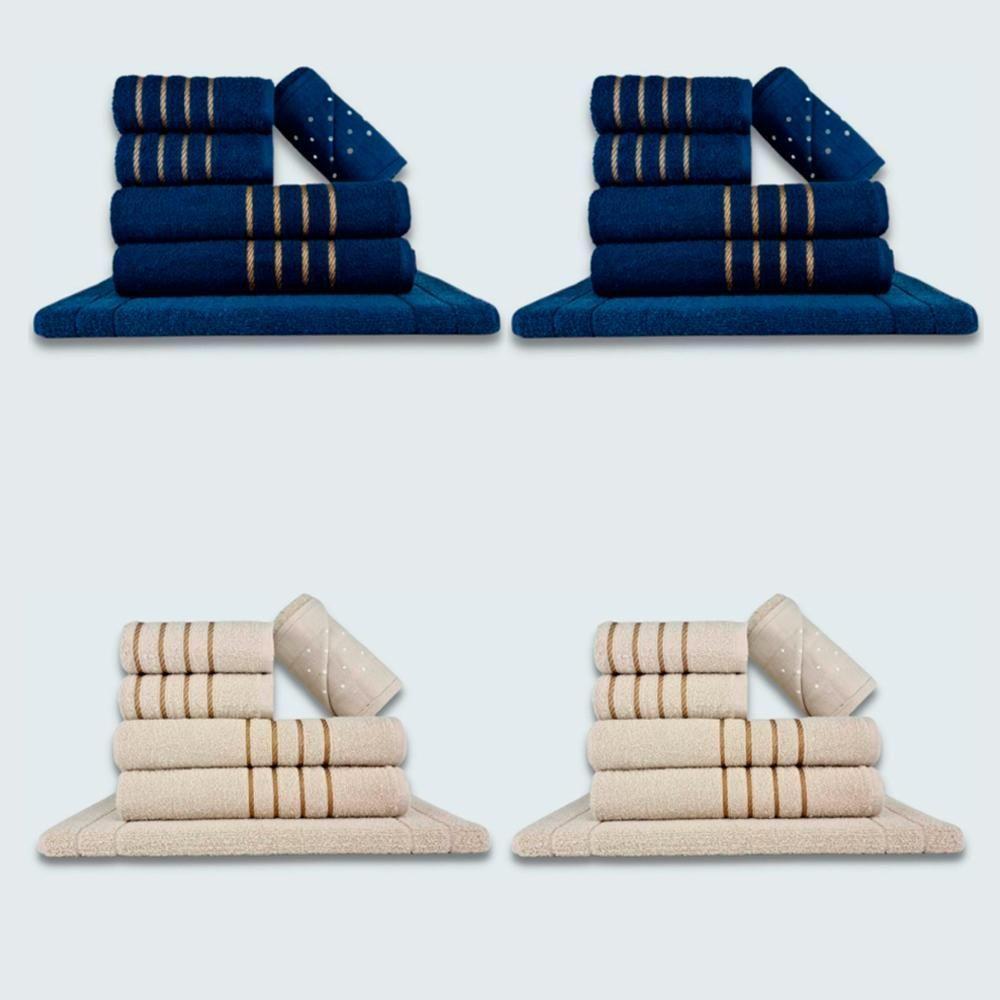 Jogo De Toalhas 24 Pçs Coleção Dubai 100% Algodão Az+bg - 1