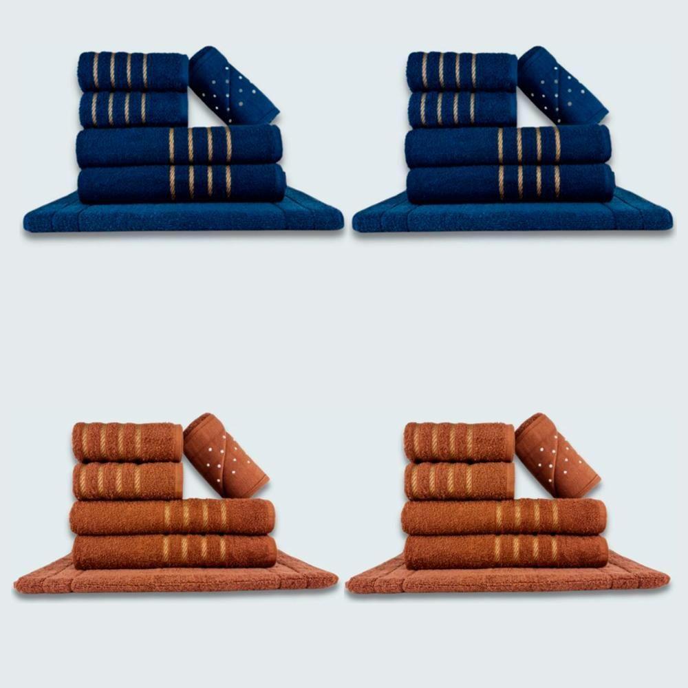 Jogo De Toalhas 24 Pçs Coleção Dubai 100% Algodão Az+mr - 1