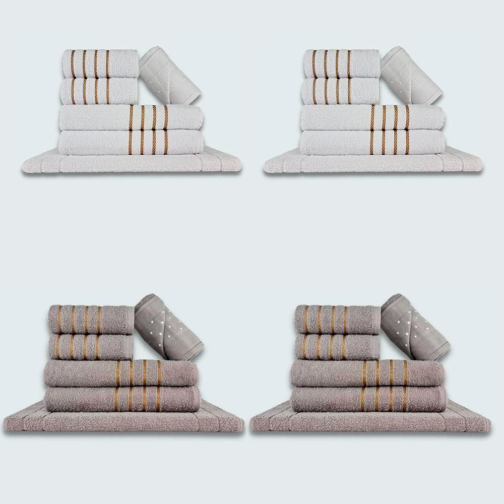 Jogo De Toalhas 24 Pçs Coleção Dubai 100% Algodão Br+cz - 1