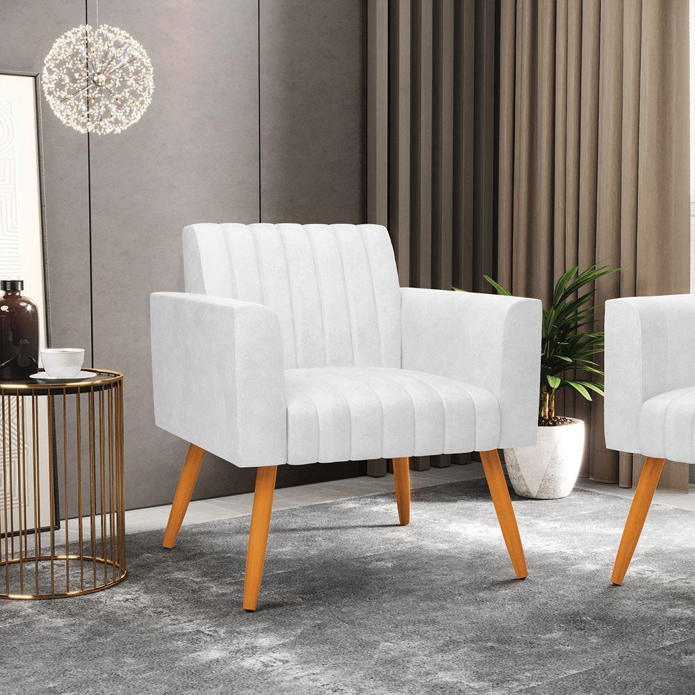 Kit 2 Poltronas Viena Gomada Corano Pés Palito Castanho - D'rossi Cor Branco - 7