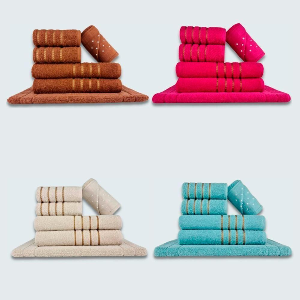 Jogo De Toalhas 24 Pçs Coleção Dubai 100% Algodão Mr+rs+bg+vd - 1