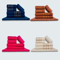 Jogo De Toalhas 24 Pçs Coleção Dubai 100% Algodão Az+mr+rs+bg - 1