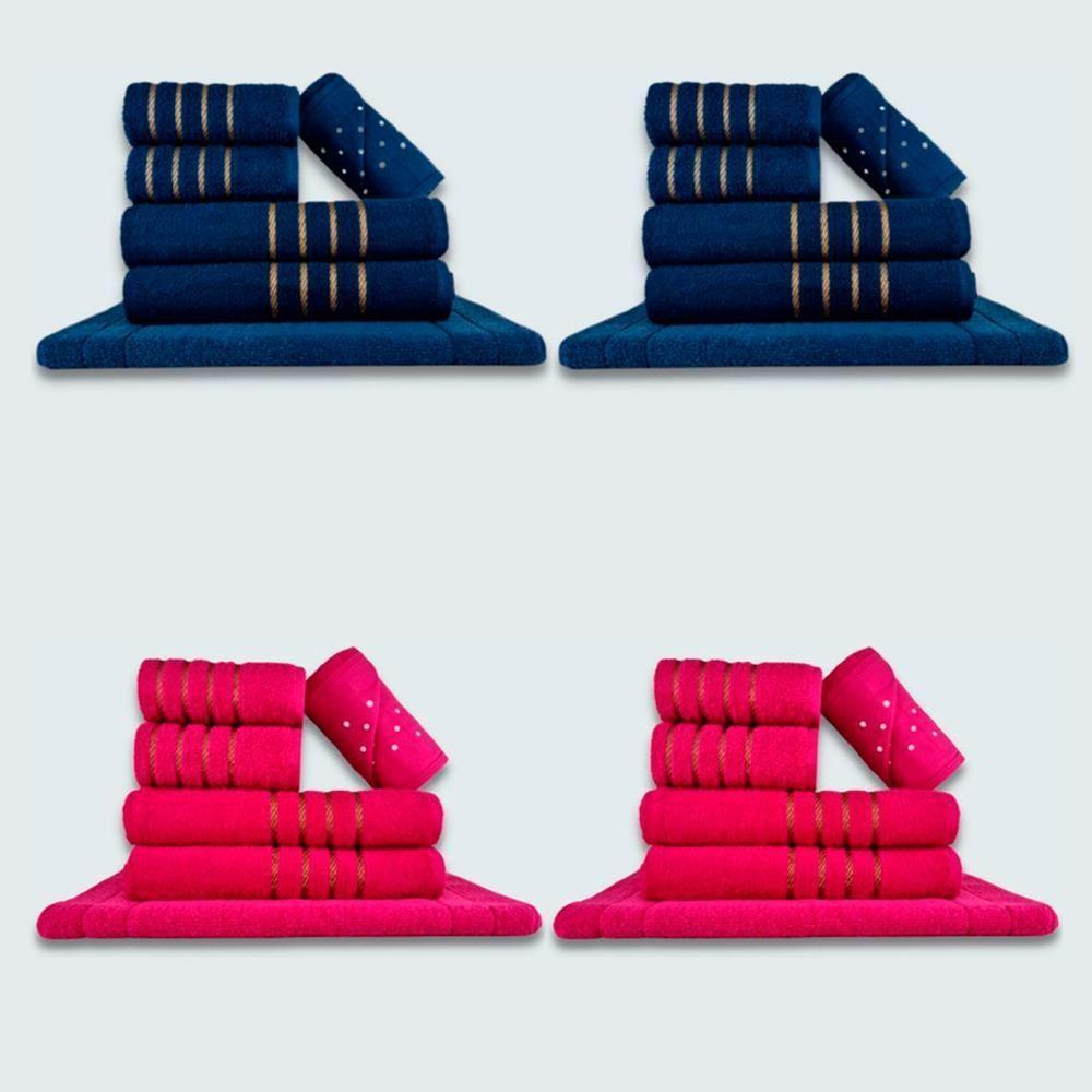 Jogo De Toalhas 24 Pçs Coleção Dubai 100% Algodão Az+rs - 1