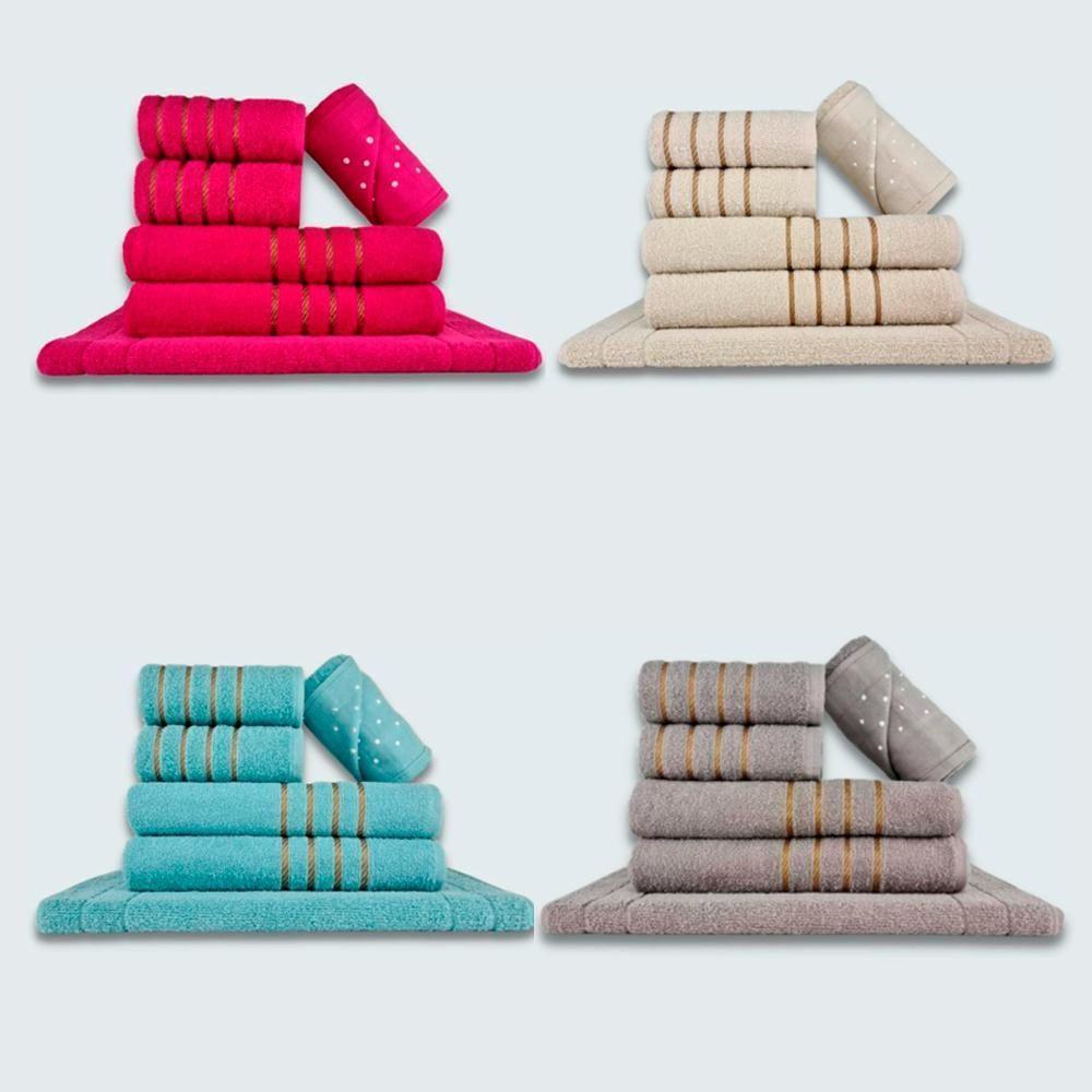 Jogo De Toalhas 24 Pçs Coleção Dubai 100% Algodão Rs+bg+vd+cz - 1