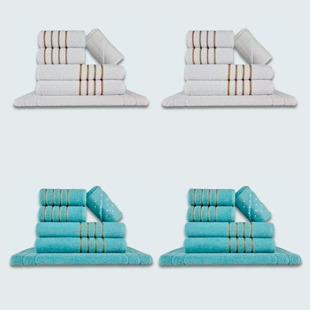 Jogo De Toalhas 24 Pçs Coleção Dubai 100% Algodão Br+vd - 1