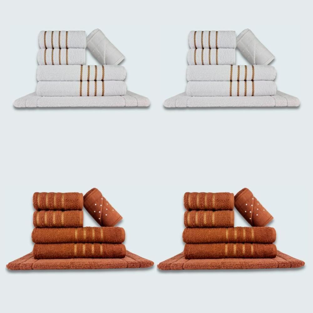 Jogo De Toalhas 24 Pçs Coleção Dubai 100% Algodão Br+mr - 1