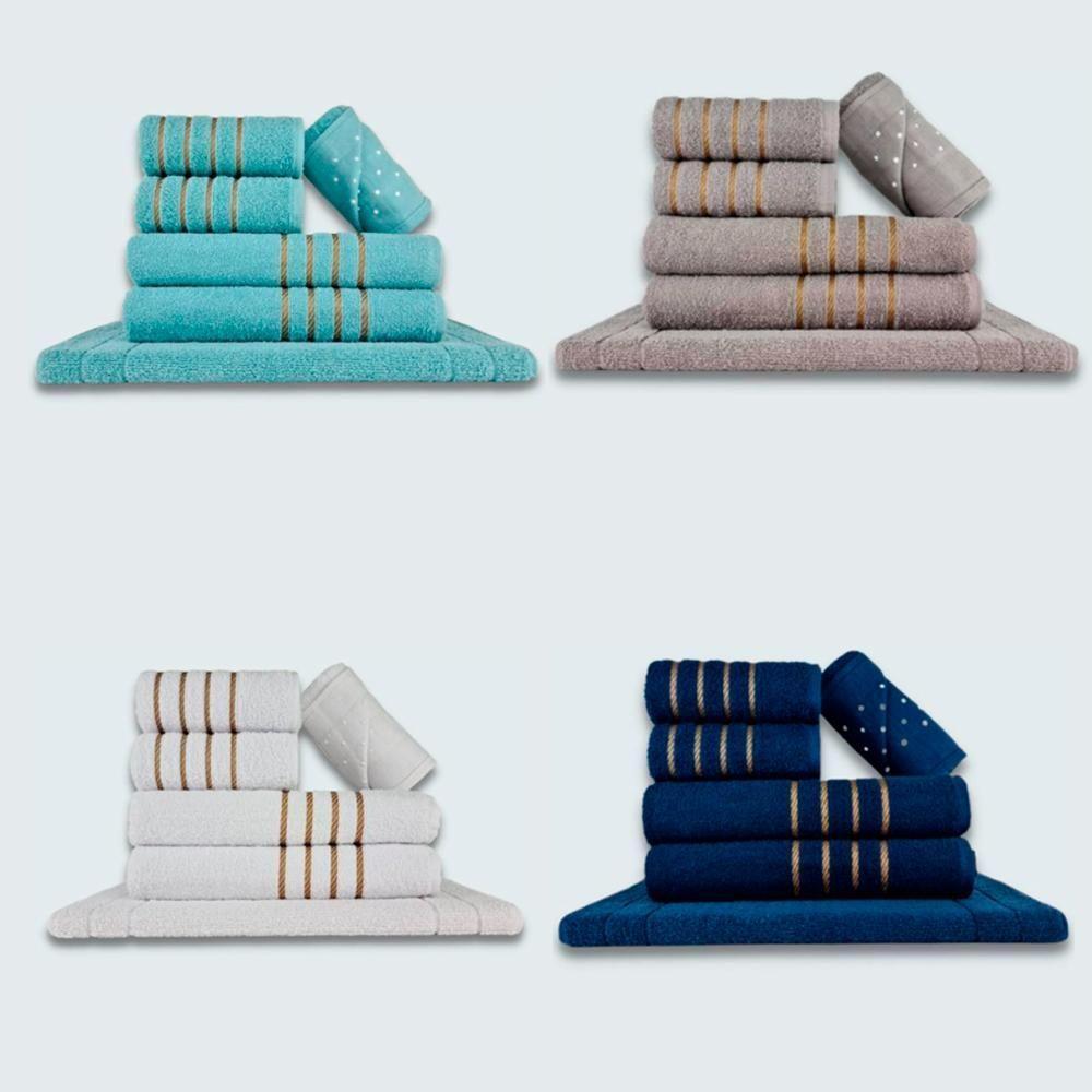 Jogo De Toalhas 24 Pçs Coleção Dubai 100% Algodão Vd+cz+br+az - 1