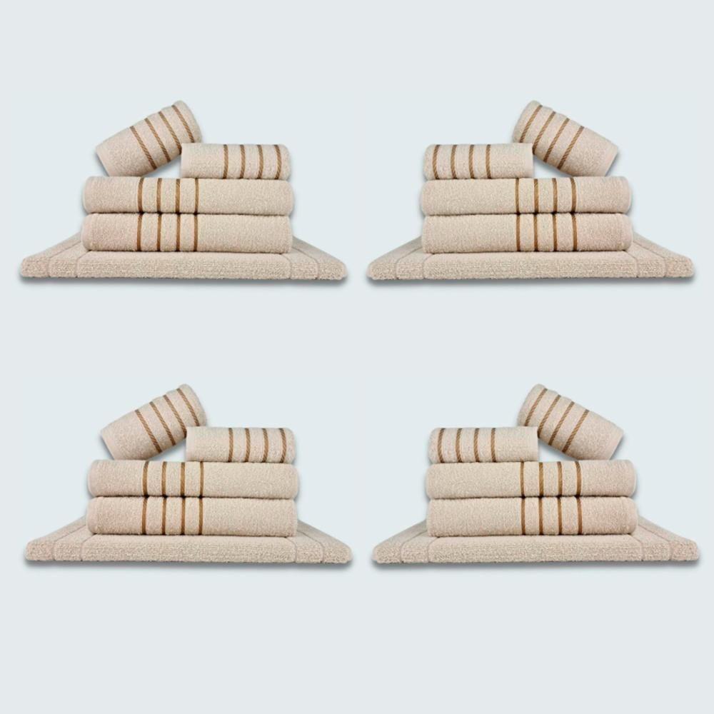 Jogo De Toalhas 20 Pçs Coleção Dubai 100% Algodão Bege - 1