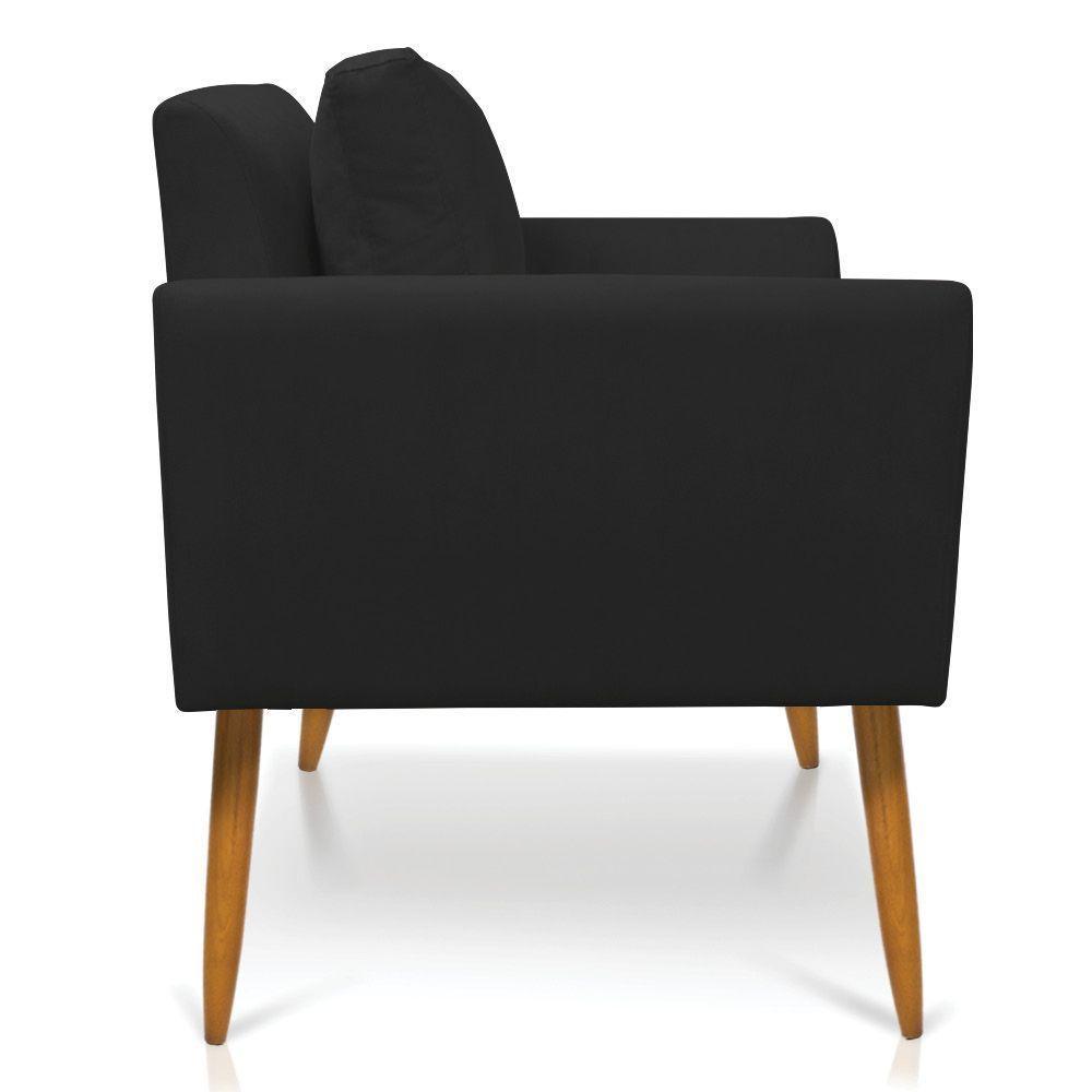 Poltrona Aline Suede Preto Pés Palito Castanho - D'rossi - 6