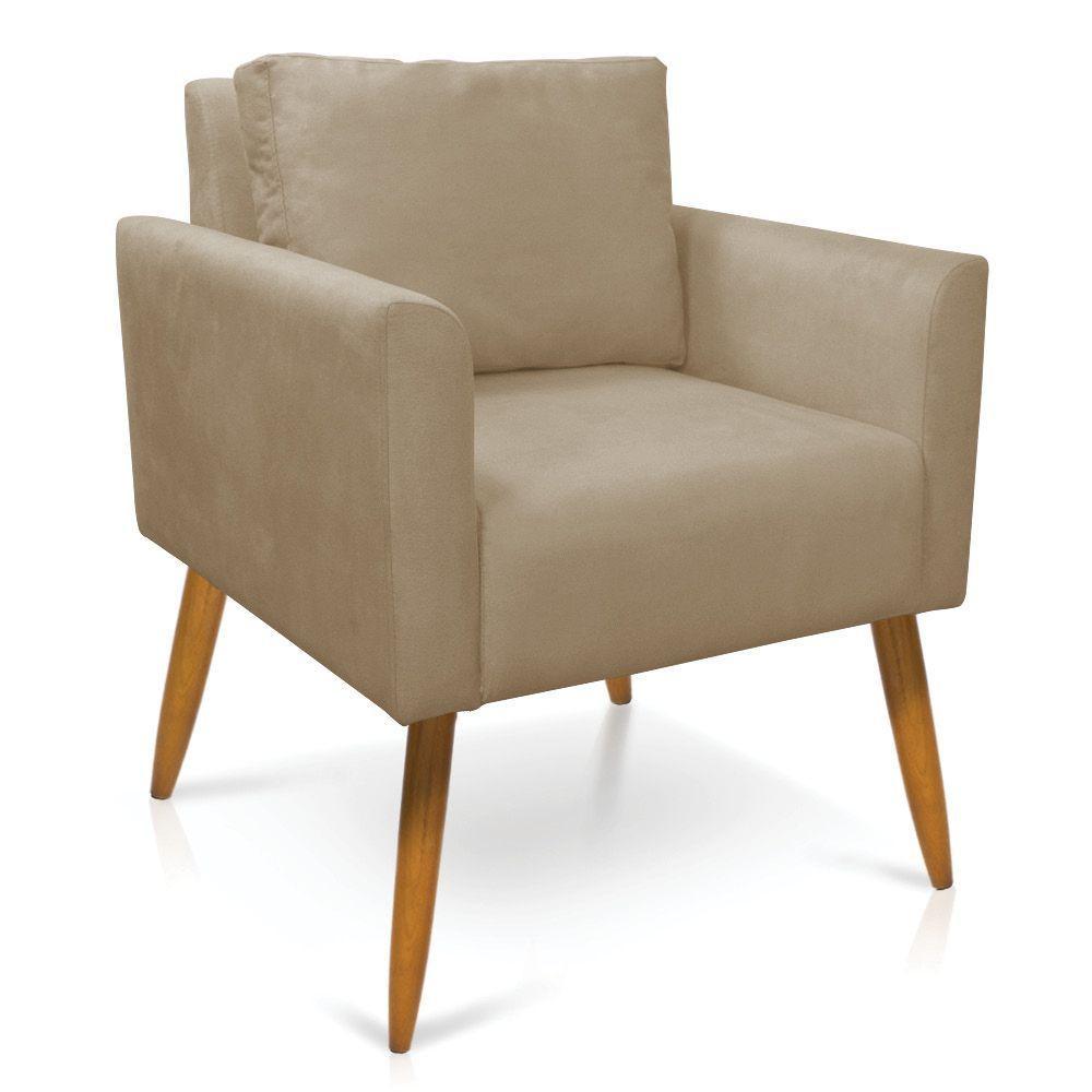 Poltrona Aline Suede Marrom Rato Pés Palito Castanho - D'rossi - 1