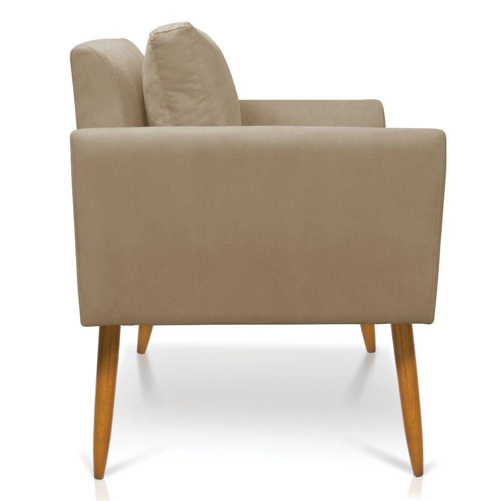 Poltrona Aline Suede Marrom Rato Pés Palito Castanho - D'rossi - 6