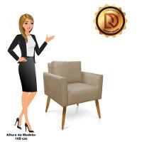 Poltrona Aline Suede Marrom Rato Pés Palito Castanho - D'rossi - 3